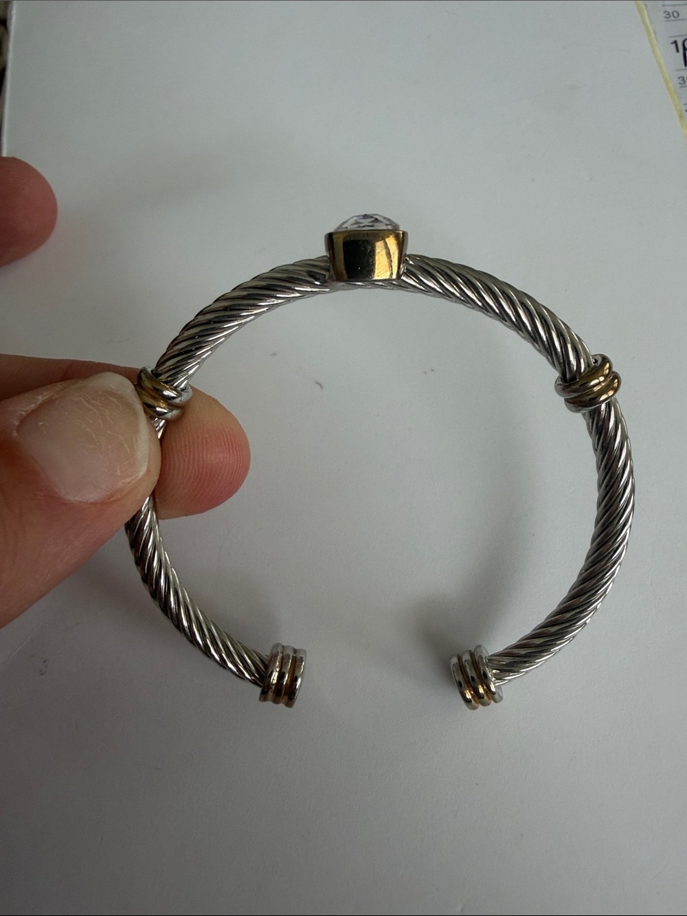 Trendy boutique Silver and Gold Twisted Cable Cuff Bracelet